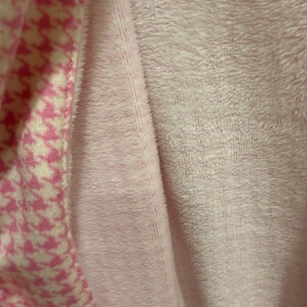 Lauren‎ Ralph LaurenPink Houndstooth Fleece Belted Robe Shawl Collar Womens S